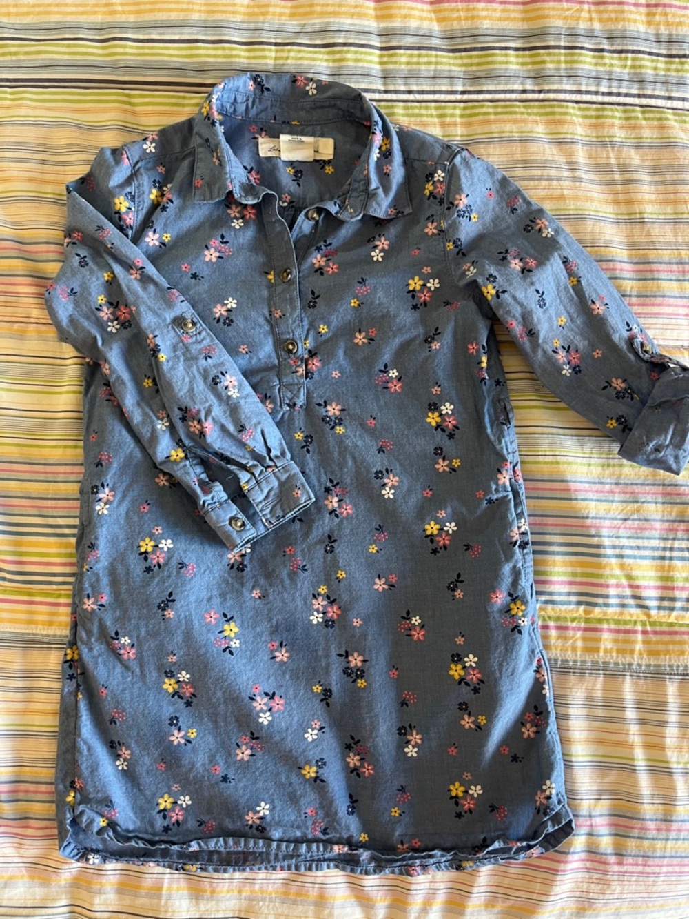 LOGG Girls' Blue Floral Casual Cotton Dress‎ 5T